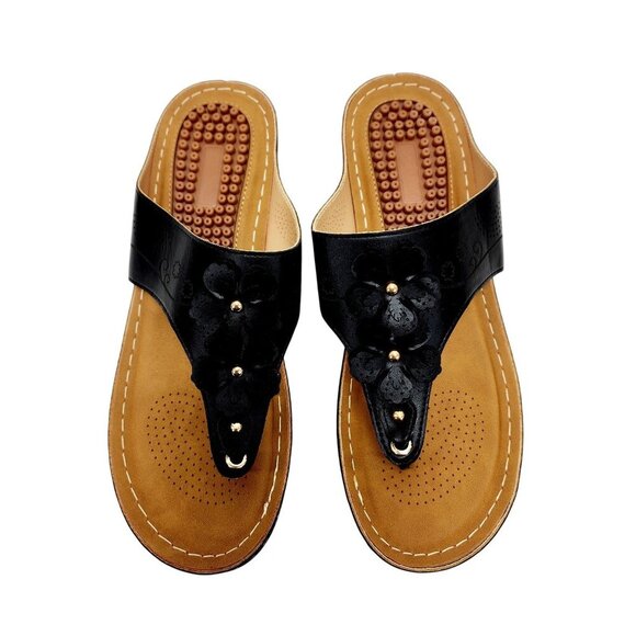 Orthopedic Wedge Sandals Women Comfortable Dressy Summer Women black Size 10.5 - Picture 3 of 14